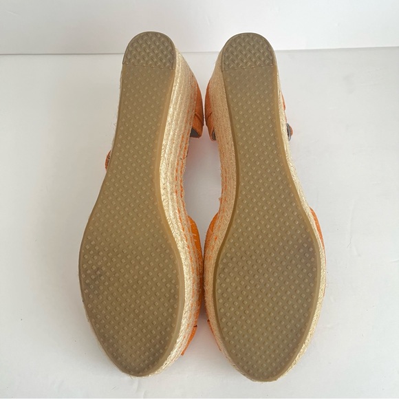 Toms Platform Espadrille Wedge Sandals Open Toe -Orange Sz 9 - Picture 5 of 7